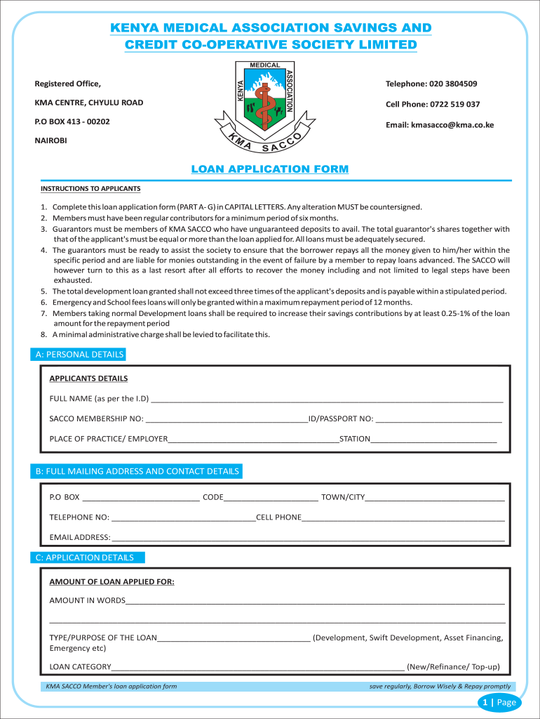 Sacco Loan Application Form