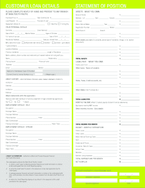 BSPPersonal Loan Application FormA4 Bank South Pacific