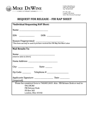 Rap Sheet Template  Form
