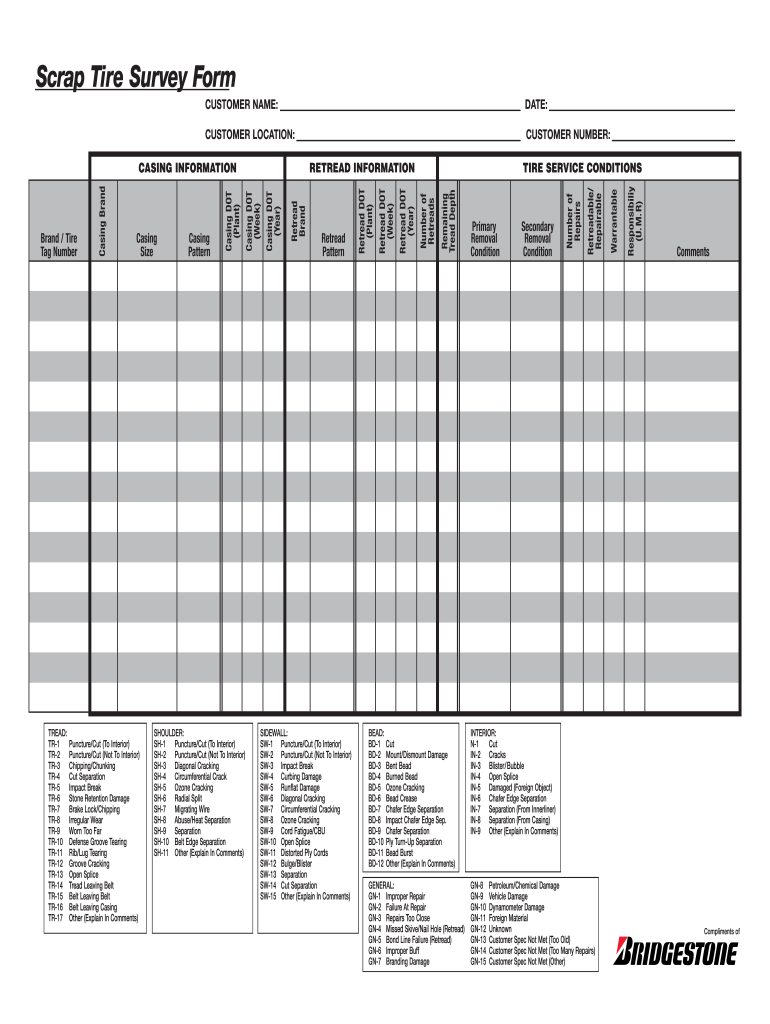 Scrap Tire Survey Form  Trucktires Com