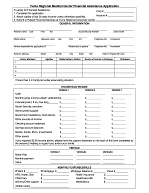 Yuma Regional Medical Center Financial Assistance Application Yumaregional  Form