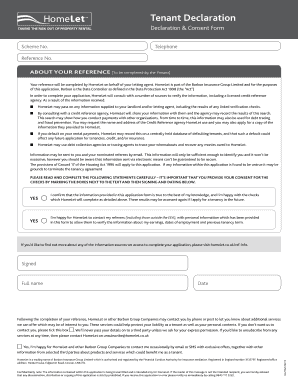 Online Tenant Declaration Document  Form