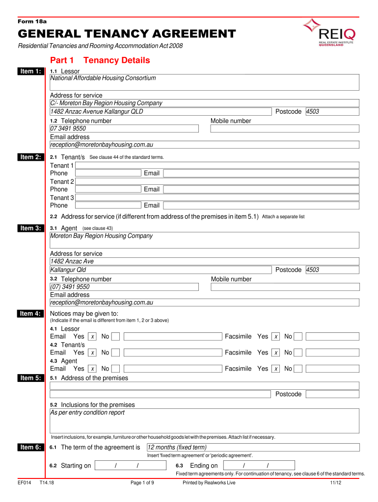  Reiq Tenancy Agreement 2012-2024