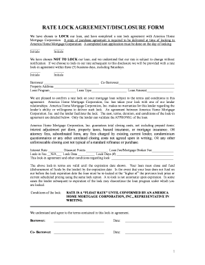 Rate Lock Agreement PDF  Form