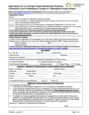 Endeavour Energy Application for Connection Forms