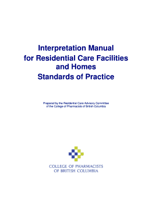  Interpretation Manual for Residential Care Facilities and Homes Standards of Practice Bcpharmacists 2011-2024