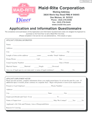 Maid Application Form