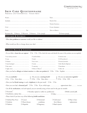SKIN CARE QUESTIONNAIRE Complexions Rx  Form