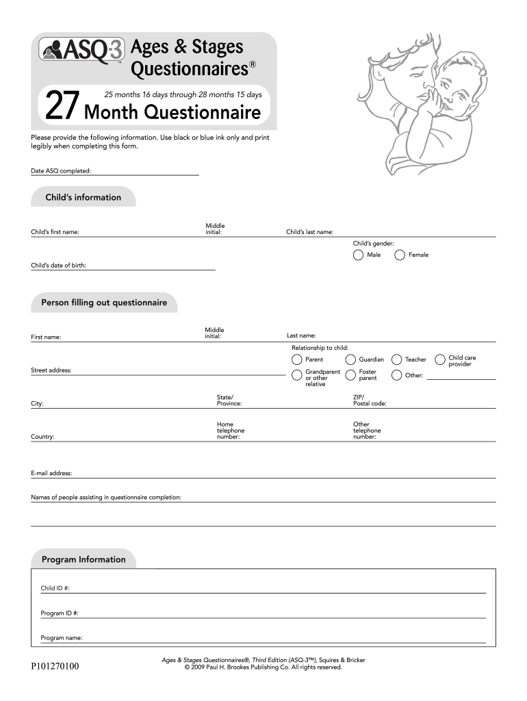 Asq 27 Month Questionnaire PDF  Form
