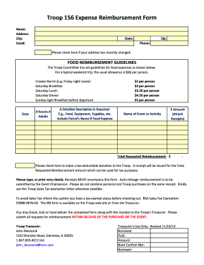 EXPENSE REIMBURSEMENT FORM PDF BSA Troop 156