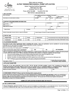 ALPINE TOWNSHIPMECHANICAL PERMIT APPLICATION  Form