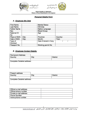 Bio Data Example  Form