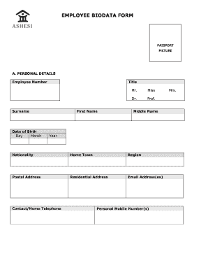 Staff Biodata Form