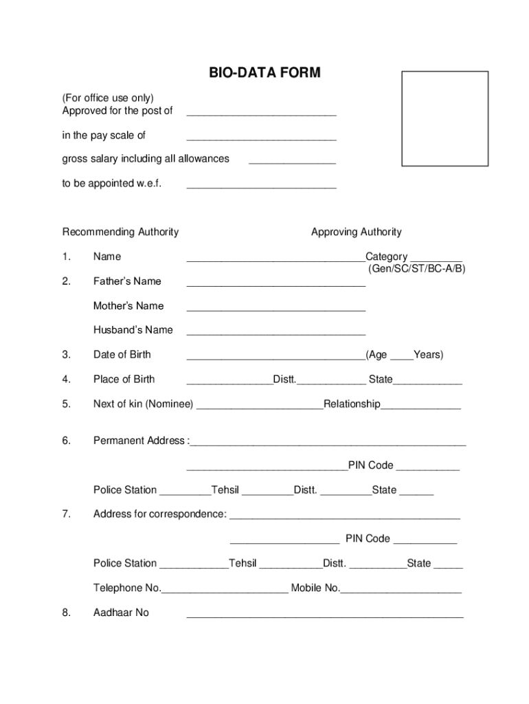 Fill Up Form Biodata