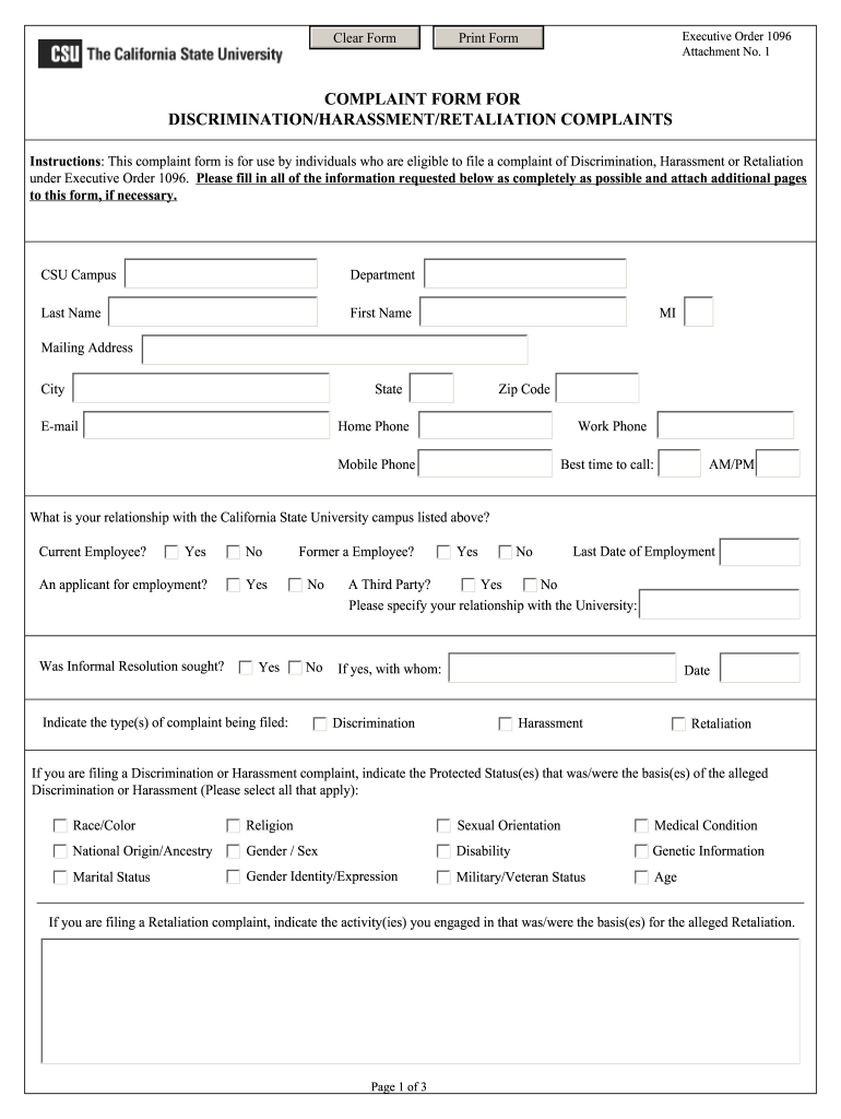 Get and Sign Harassment Complaint Forms 