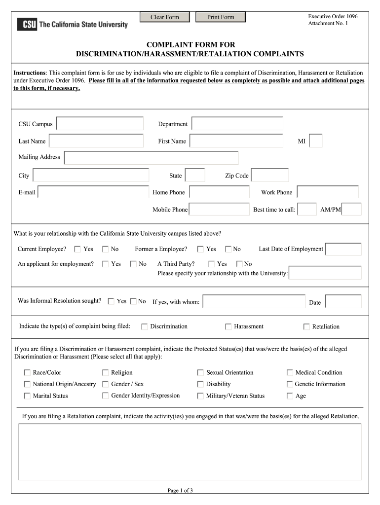 Harassment Complaint Forms