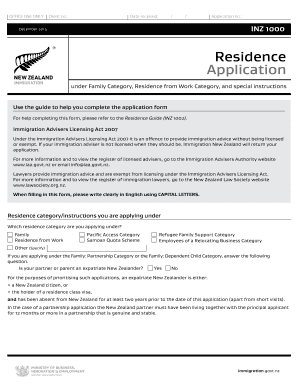 Residence Application INZ 1000 PDF Immigration New Zealand Immigration Govt  Form