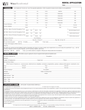 Winn Residential Application  Form