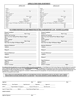 Apartment Application SHAMCO Management Corp  Form