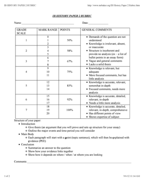 Ib History Paper 2 Rubric  Form