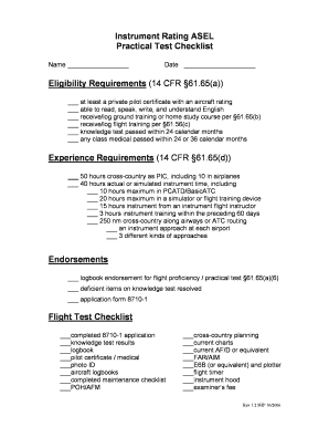 Instrument Checkride Checklist  Form