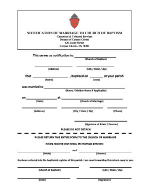 Notice of Marriage Form