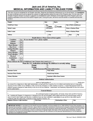  Jack &amp; Jill Medical Information &amp; Liability Release Form RegOnline 2008