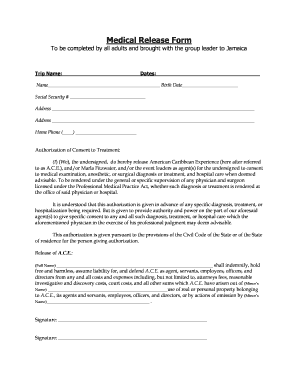 Medical Release Form ACE