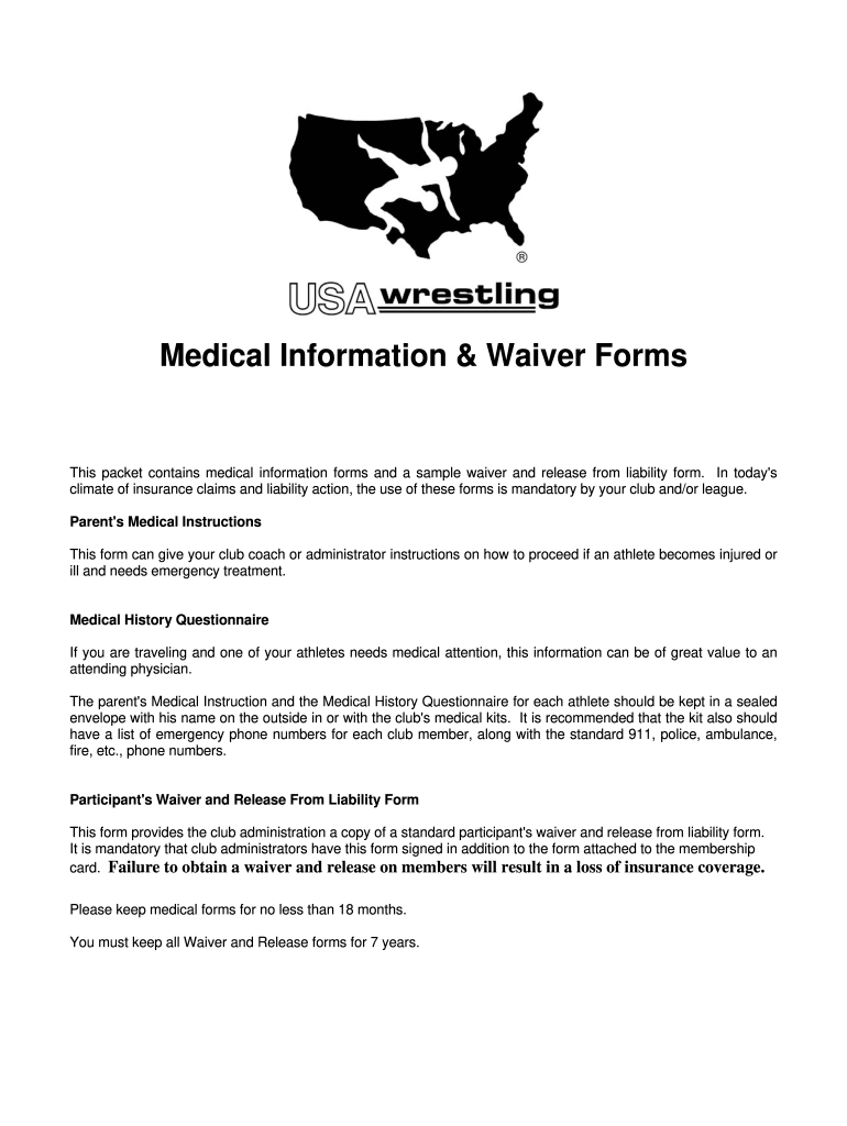 Sample Wrestling Waiver Forms