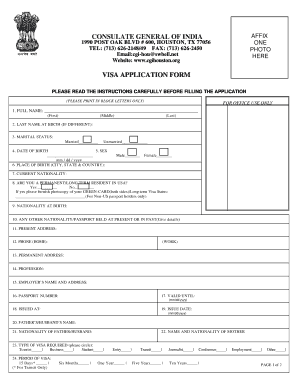 Indian Visa Application Form