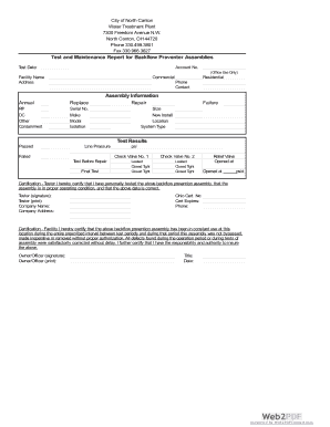 City of North Cantonbackflow Report Sheet  Form