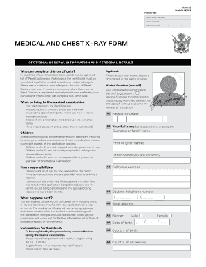 Medical and Chest X Ray Form Imm18