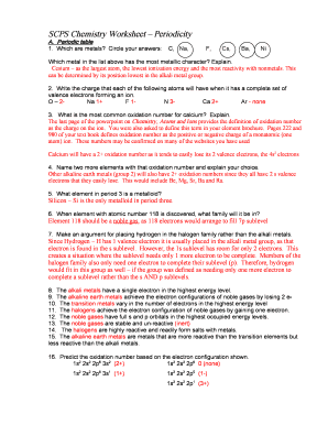 Chemistry Periodicity Worksheet  Form