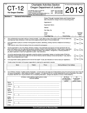 CT 12 Form Oregon Department of Justice Oregon Gov Doj State or