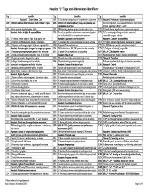 Hospice L Tags and Abbreviated Identifiers  Form