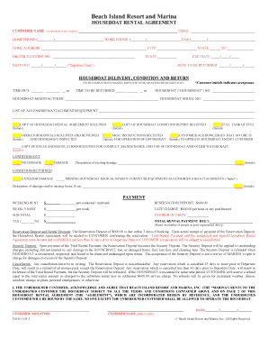 A Copy of Our Houseboat Rental Agreement Beach Island Marina  Form