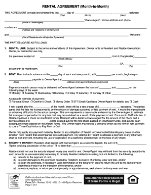 Rental Agreement California  Form