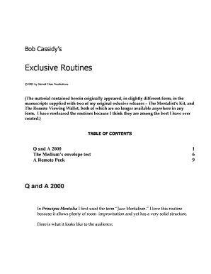 The Artful Mentalism of Bob Cassidy Vol 2 PDF  Form