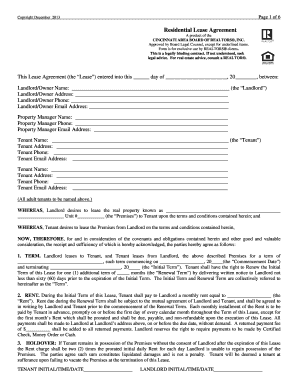 Modified Document CABR Residential Lease Agreement Dec Cabr  Form
