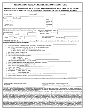 This Preliminary JD Finds that There May Be Waters of the United States on the Subject Project Site, and Identifies  Form