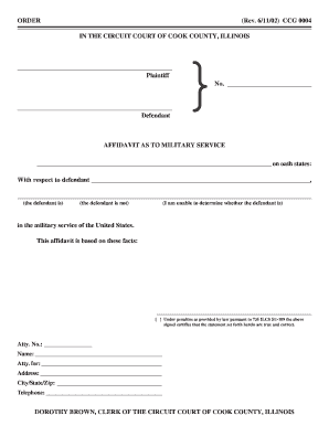  Affidavit of Military Service Cook County 2002-2024