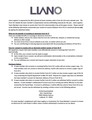 Llano Logistics W2s Form