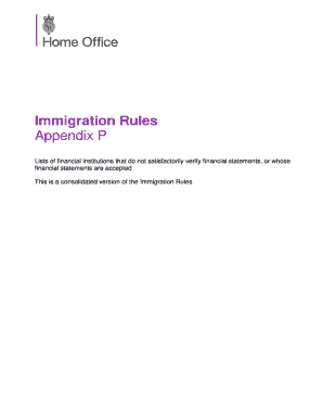 Immigration Rules Appendix P List of Financial Institutions  Form