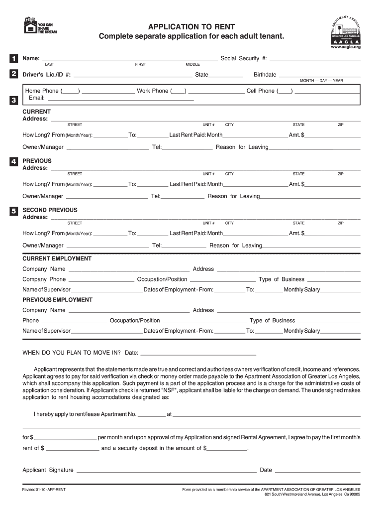  Aagla Application to Rent 2010-2024