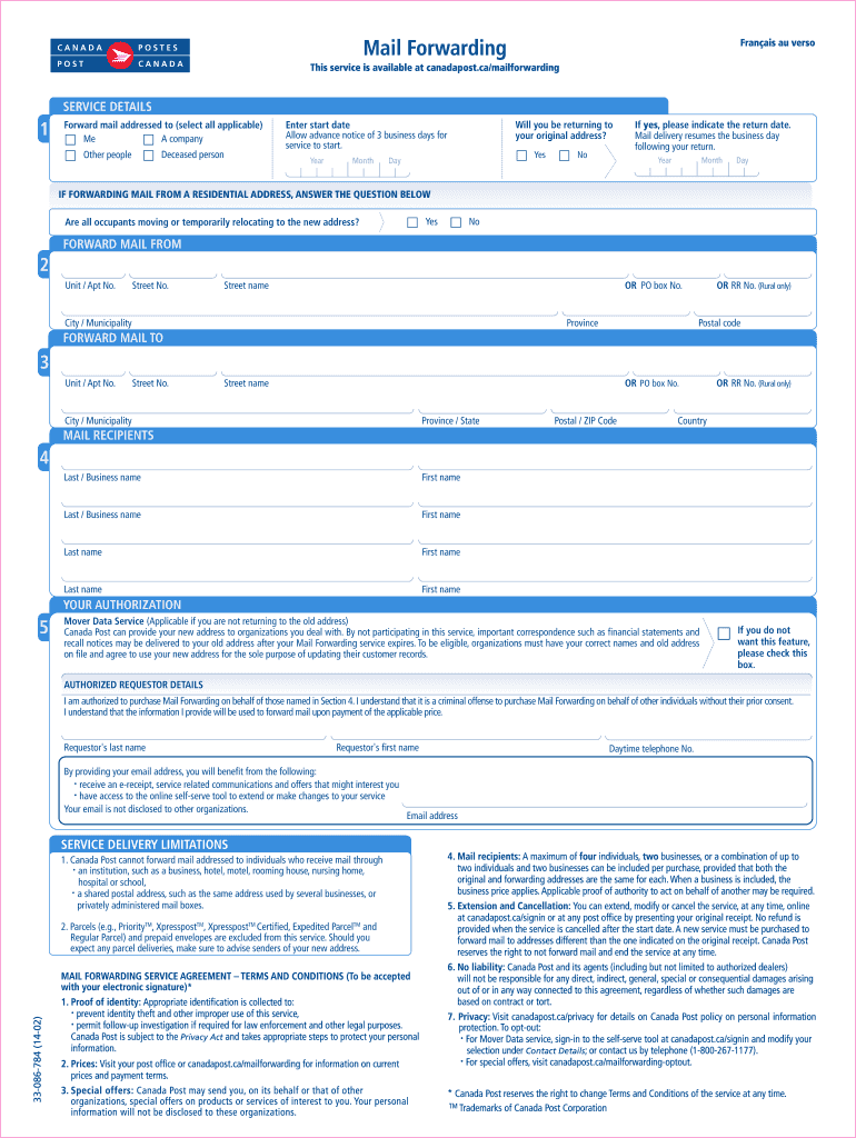  Mail Forwarding Form Canada Post 2014