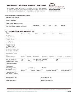 Permitted Occupier Letter Template  Form