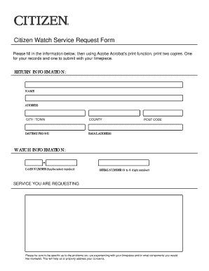 Citizen Watch Repair Form