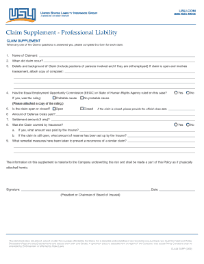 Claim Supplement USLI Com  Form