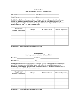 Camp Medication Form