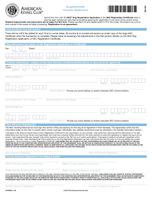 Akc Supplemental Transfer  Form